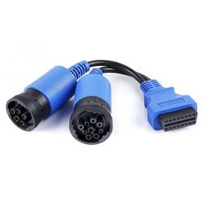  OBD 6 + 9Pin J1708 + J1939 Cable to 16 Pin OBD2 OBD-II Adapter Cable for Heavy Duty Truck