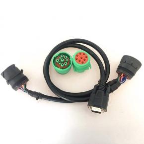 auto J1939 Extension Cable Type 2 Deutsch 9 Pin Molded Braided Shielded AWG26 Green Connector Male to Female 7 Feet