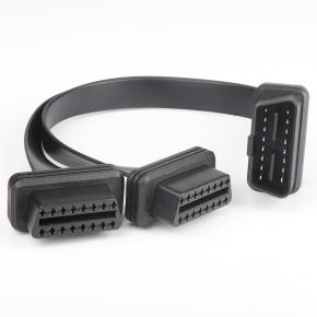 Car OBD2 one to two adapter cable straight OBD one to two flat cable extension cable 16 pin 16 core 0.3m