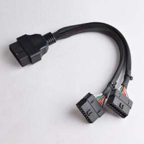 Suitable for automotive OBD2 one-part-two extension cable round cable one to two adapter adaptor cable