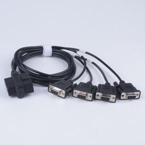 OBD2 male and female plugs to 4 DB9 female connectors Serial RS232 OBD2 CABLE Cable