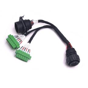 New energy high-voltage box connection wire 5.08 green terminal block 16P round hole male and female plug harness custom processing