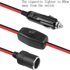 Cigarette lighter plug female socket extension cord car high-power pure copper thicker with switch 12v24v universal power cord